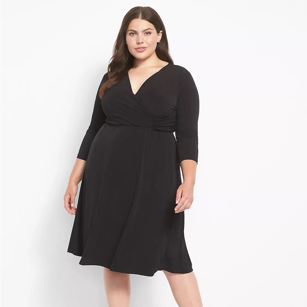 Lane Bryant 3/4-Sleeve Surplice Fit & Flare Dress Sz 22/24